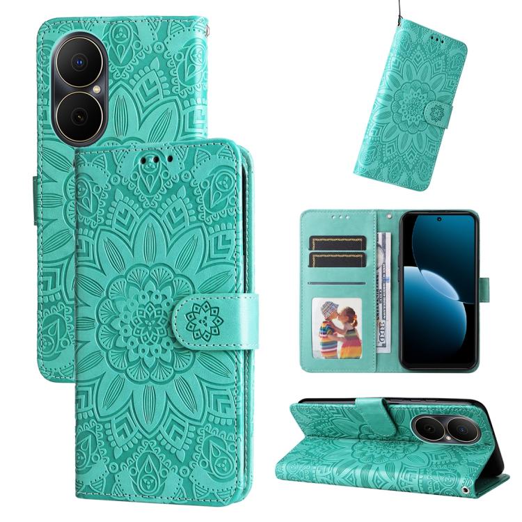 Embossed Sunflower Leather Phone Case, For Huawei Enjoy 80, For Huawei nova 13 Pro, For Huawei nova 13 / nova 12, For Huawei Enjoy 70 Pro, For Huawei Enjoy 70, For Huawei nova 11 SE, For Huawei nova 12 Pro, For Huawei Mate 60, For Huawei Mate 60 Pro