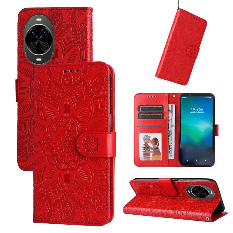 Embossed Sunflower Leather Phone Case, For Huawei Enjoy 90 Pro Max 5G, For Huawei Enjoy 90 / Enjoy 90 Plus 5G, For Huawei Enjoy 80 Plus, For Huawei nova 15 Pro / nova 15 Ultra, For Huawei Mate 70 Air 5G, For Huawei nova 14 Lite, For Huawei Maimang 40 5...