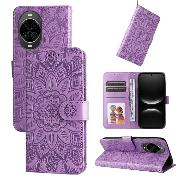 Embossed Sunflower Leather Phone Case, For Huawei Enjoy 90 Pro Max 5G, For Huawei Enjoy 90 / Enjoy 90 Plus 5G, For Huawei Enjoy 80 Plus, For Huawei nova 15 Pro / nova 15 Ultra, For Huawei Mate 70 Air 5G, For Huawei nova 14 Lite, For Huawei Maimang 40 5...