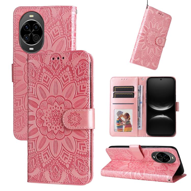 Embossed Sunflower Leather Phone Case, For Huawei Enjoy 90 Pro Max 5G, For Huawei Enjoy 90 / Enjoy 90 Plus 5G, For Huawei Enjoy 80 Plus, For Huawei nova 15 Pro / nova 15 Ultra, For Huawei Mate 70 Air 5G, For Huawei nova 14 Lite, For Huawei Maimang 40 5...
