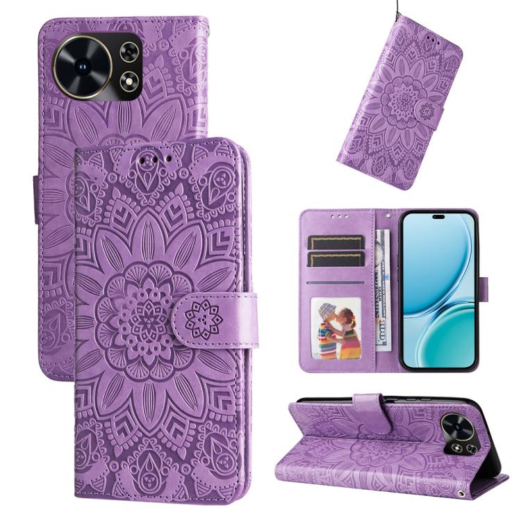 Embossed Sunflower Leather Phone Case, For Huawei Enjoy 90 Pro Max 5G, For Huawei Enjoy 90 / Enjoy 90 Plus 5G, For Huawei Enjoy 80 Plus, For Huawei nova 15 Pro / nova 15 Ultra, For Huawei Mate 70 Air 5G, For Huawei nova 14 Lite, For Huawei Maimang 40 5...