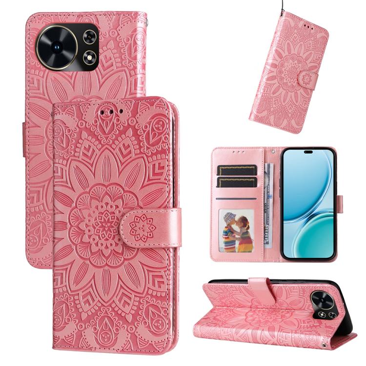 Embossed Sunflower Leather Phone Case, For Huawei Enjoy 90 Pro Max 5G, For Huawei Enjoy 90 / Enjoy 90 Plus 5G, For Huawei Enjoy 80 Plus, For Huawei nova 15 Pro / nova 15 Ultra, For Huawei Mate 70 Air 5G, For Huawei nova 14 Lite, For Huawei Maimang 40 5...