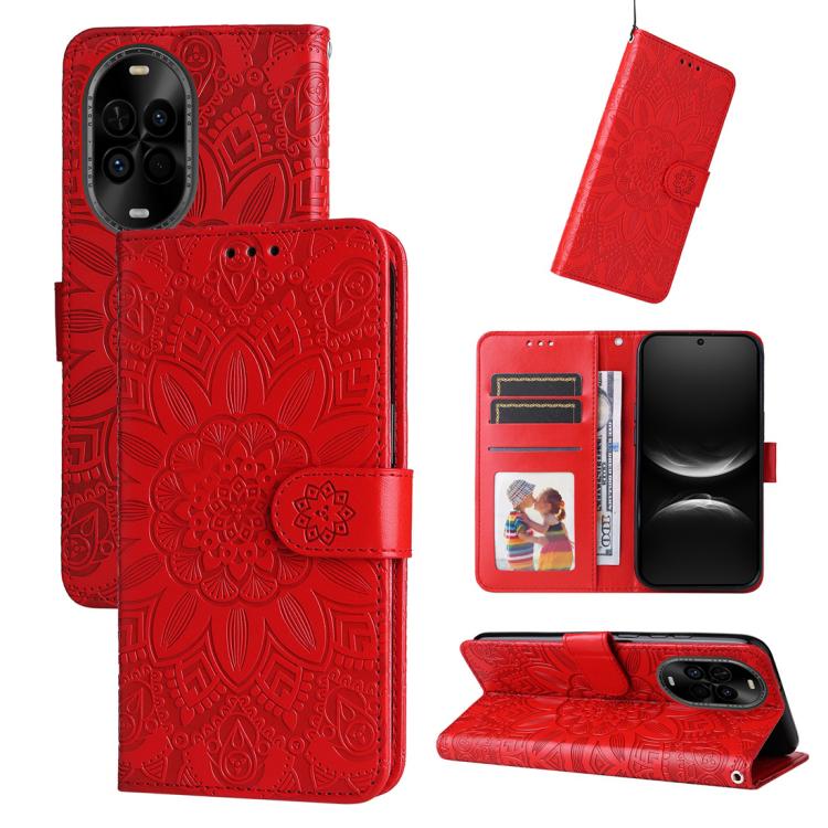 Embossed Sunflower Leather Phone Case, For Huawei Enjoy 90 Pro Max 5G, For Huawei Enjoy 90 / Enjoy 90 Plus 5G, For Huawei Enjoy 80 Plus, For Huawei nova 15 Pro / nova 15 Ultra, For Huawei Mate 70 Air 5G, For Huawei nova 14 Lite, For Huawei Maimang 40 5...