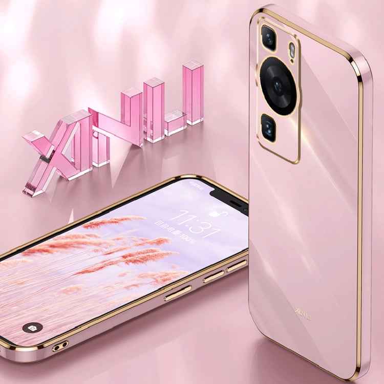 XINLI Straight Edge 6D Electroplate TPU Phone Case, For Huawei P60