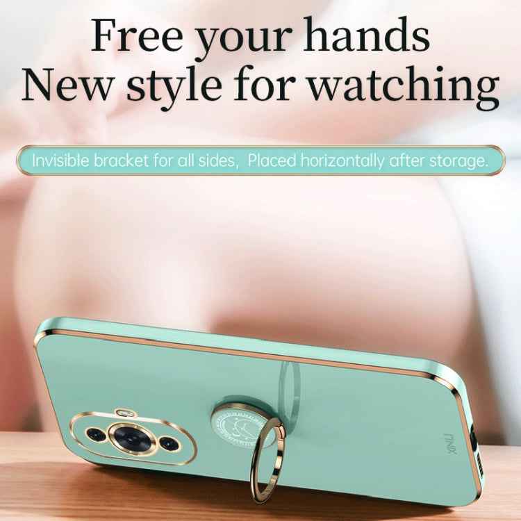 XINLI Straight Edge 6D Electroplate TPU Phone Case with Ring Holder, For Huawei nova 11, For Huawei P60 Art, For Huawei P60