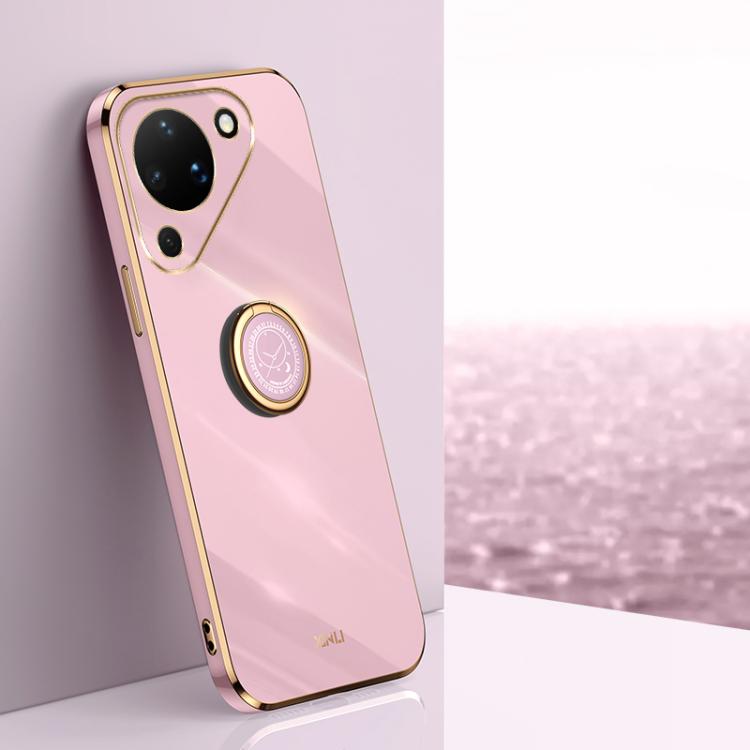 XINLI Straight Edge 6D Electroplate TPU Phone Case with Ring Holder, For Huawei Pura 90 Pro Max 5G, For Huawei Pura 90 Pro 5G, For Huawei Pura 90 5G, For Huawei Mate 80 Pro Max, For Huawei Mate 80, For Huawei Mate 70 Air