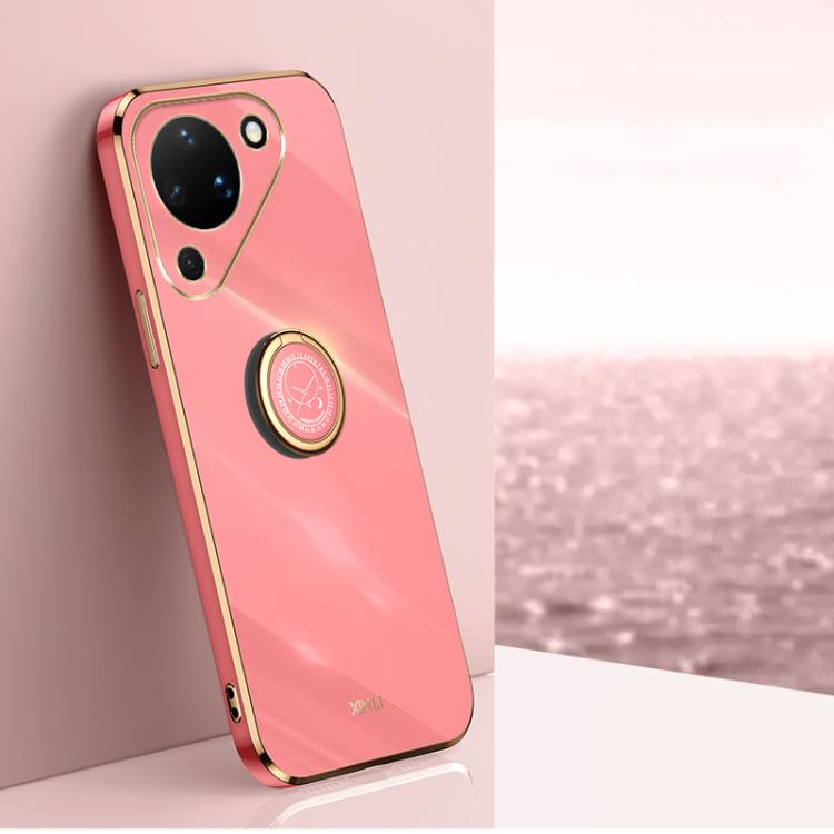XINLI Straight Edge 6D Electroplate TPU Phone Case with Ring Holder, For Huawei Pura 90 Pro Max 5G, For Huawei Pura 90 Pro 5G, For Huawei Pura 90 5G, For Huawei Mate 80 Pro Max, For Huawei Mate 80, For Huawei Mate 70 Air