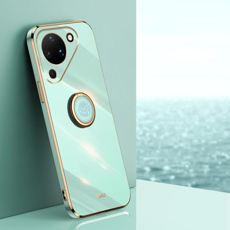XINLI Straight Edge 6D Electroplate TPU Phone Case with Ring Holder, For Huawei Pura 90 Pro Max 5G, For Huawei Pura 90 Pro 5G, For Huawei Pura 90 5G, For Huawei Mate 80 Pro Max, For Huawei Mate 80, For Huawei Mate 70 Air