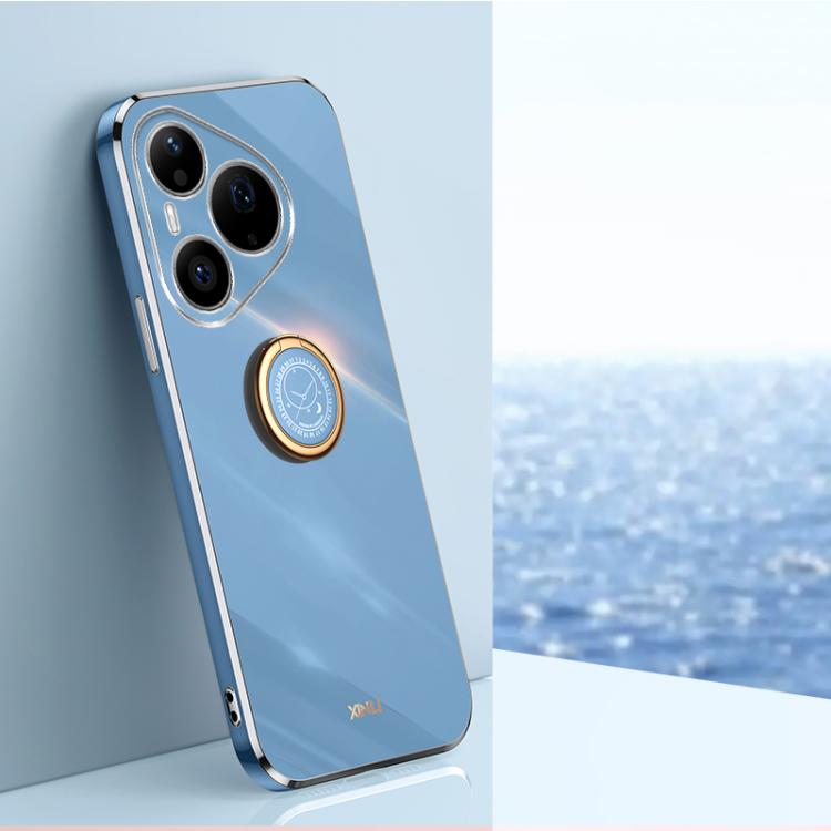 XINLI Straight Edge 6D Electroplate TPU Phone Case with Ring Holder, For Huawei Pura 90 Pro Max 5G, For Huawei Pura 90 Pro 5G, For Huawei Pura 90 5G, For Huawei Mate 80 Pro Max, For Huawei Mate 80, For Huawei Mate 70 Air