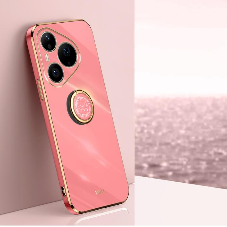 XINLI Straight Edge 6D Electroplate TPU Phone Case with Ring Holder, For Huawei Pura 90 Pro Max 5G, For Huawei Pura 90 Pro 5G, For Huawei Pura 90 5G, For Huawei Mate 80 Pro Max, For Huawei Mate 80, For Huawei Mate 70 Air