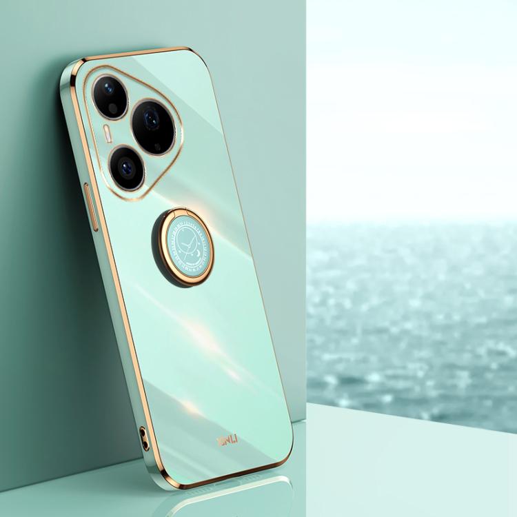 XINLI Straight Edge 6D Electroplate TPU Phone Case with Ring Holder, For Huawei Pura 90 Pro Max 5G, For Huawei Pura 90 Pro 5G, For Huawei Pura 90 5G, For Huawei Mate 80 Pro Max, For Huawei Mate 80, For Huawei Mate 70 Air