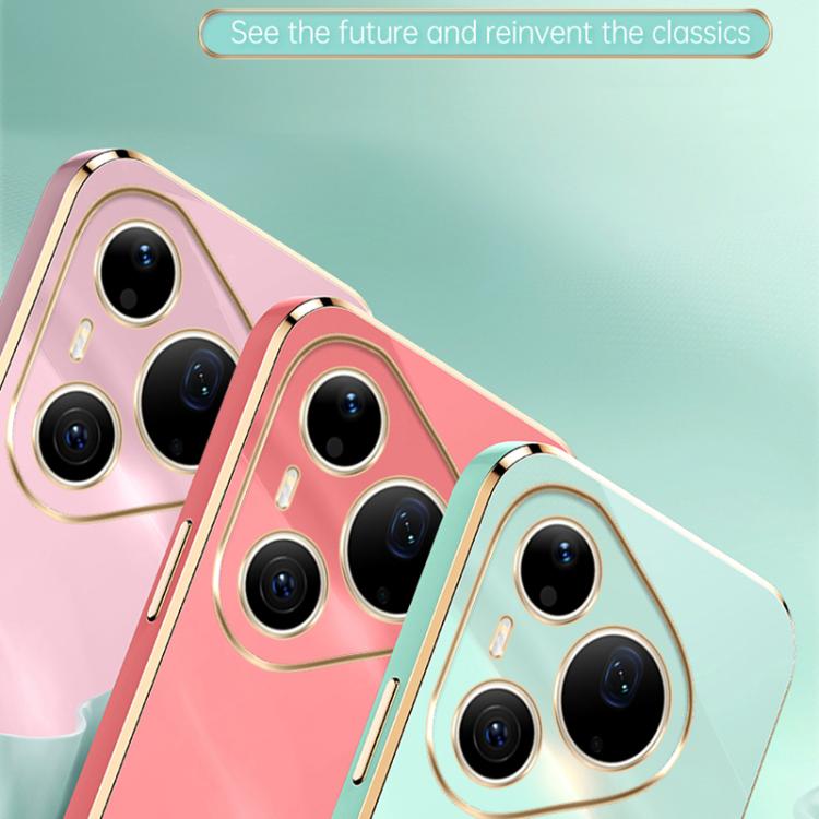 XINLI Straight Edge 6D Electroplate TPU Phone Case with Ring Holder, For Huawei Pura 90 Pro Max 5G, For Huawei Pura 90 Pro 5G, For Huawei Pura 90 5G, For Huawei Mate 80 Pro Max, For Huawei Mate 80, For Huawei Mate 70 Air