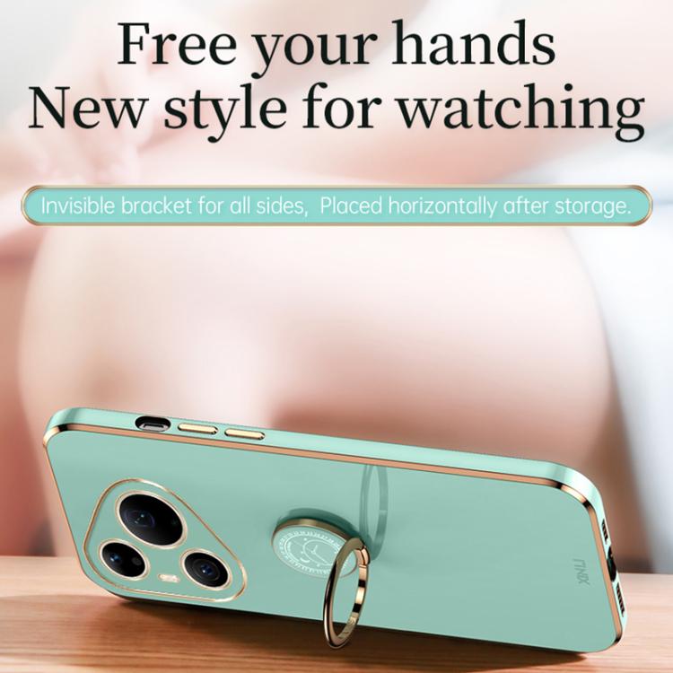 XINLI Straight Edge 6D Electroplate TPU Phone Case with Ring Holder, For Huawei Pura 90 Pro Max 5G, For Huawei Pura 90 Pro 5G, For Huawei Pura 90 5G, For Huawei Mate 80 Pro Max, For Huawei Mate 80, For Huawei Mate 70 Air
