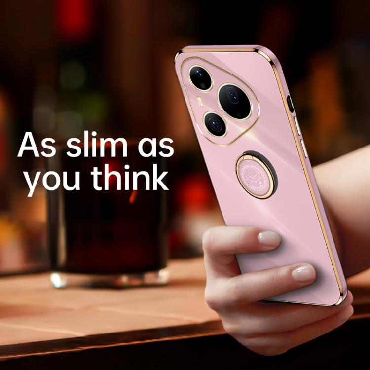 XINLI Straight Edge 6D Electroplate TPU Phone Case with Ring Holder, For Huawei Pura 90 Pro Max 5G, For Huawei Pura 90 Pro 5G, For Huawei Pura 90 5G, For Huawei Mate 80 Pro Max, For Huawei Mate 80, For Huawei Mate 70 Air