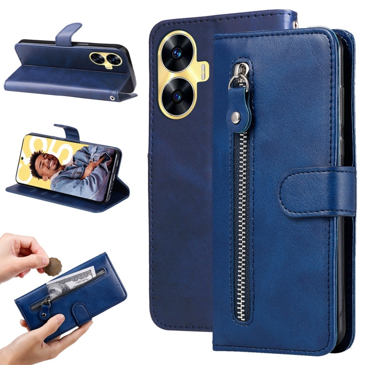 Fashion Calf Texture Zipper Leather Phone Case, For Realme C65 4G, For Realme C55, For Realme GT Neo 5 5G / GT3
