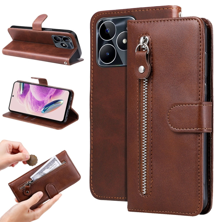 Fashion Calf Texture Zipper Leather Phone Case, For Realme 12 Pro+, For Realme C67 4G Global, For Realme C67 5G / 11 5G Taiwan Version, For Realme 11 4G Global, For Realme C53 / Narzo N53, For Realme 11, For Realme 11 Pro / 11 Pro+, For Realme C65 4G  ...