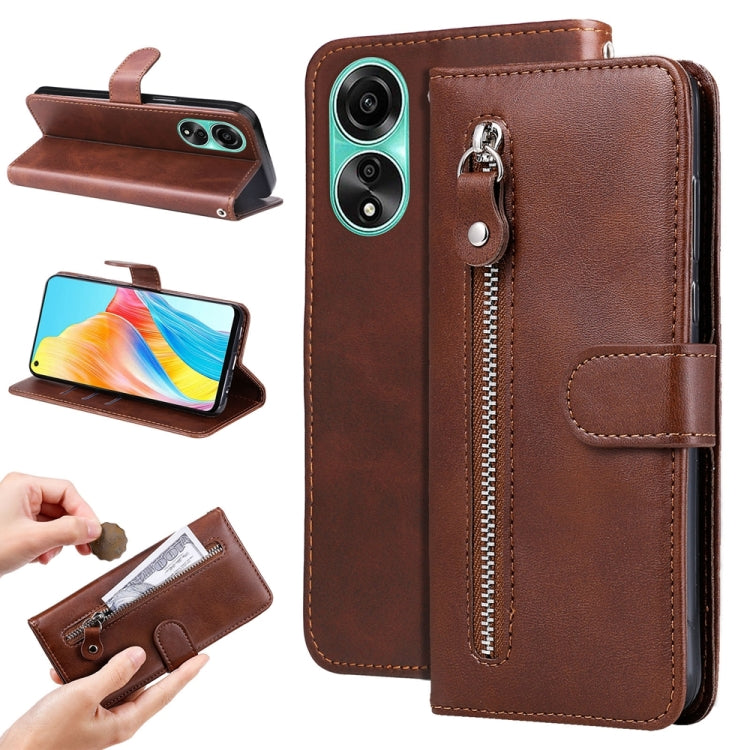 Fashion Calf Texture Zipper Leather Phone Case