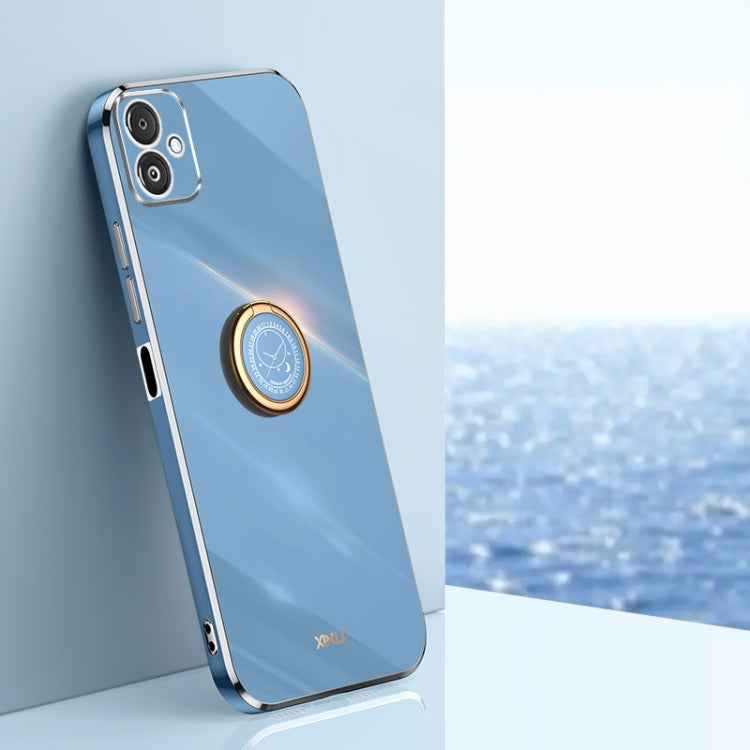 XINLI Straight Edge 6D Electroplate TPU Phone Case with Ring Holder, For Samsung Galaxy F14 5G, For Samsung Galaxy M14 5G, For Samsung Galaxy A04e 4G