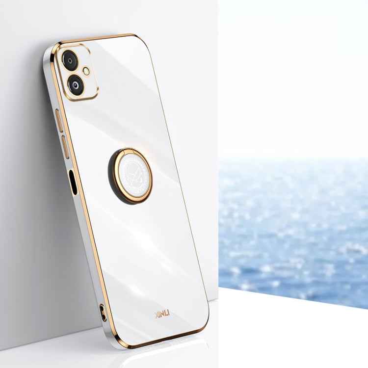 XINLI Straight Edge 6D Electroplate TPU Phone Case with Ring Holder, For Samsung Galaxy F14 5G, For Samsung Galaxy M14 5G, For Samsung Galaxy A04e 4G