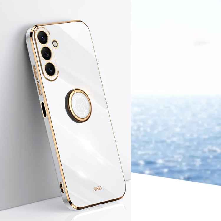 XINLI Straight Edge 6D Electroplate TPU Phone Case with Ring Holder, For Samsung Galaxy A05, For Samsung Galaxy A05s, For Samsung Galaxy M34 5G, For Samsung Galaxy A25 5G, For Samsung Galaxy S23 FE 5G, For Samsung Galaxy M54 5G