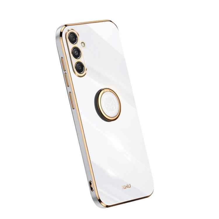 XINLI Straight Edge 6D Electroplate TPU Phone Case with Ring Holder, For Samsung Galaxy A05, For Samsung Galaxy A05s, For Samsung Galaxy M34 5G, For Samsung Galaxy A25 5G, For Samsung Galaxy S23 FE 5G, For Samsung Galaxy M54 5G