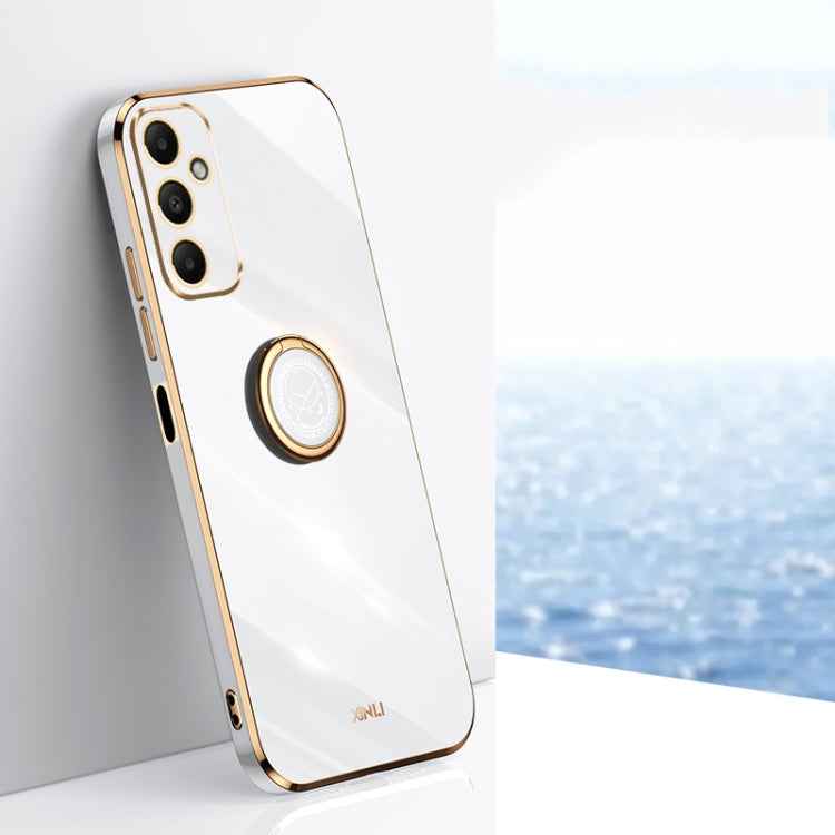 XINLI Straight Edge 6D Electroplate TPU Phone Case with Ring Holder, For Samsung Galaxy A05, For Samsung Galaxy A05s, For Samsung Galaxy M34 5G, For Samsung Galaxy A25 5G, For Samsung Galaxy S23 FE 5G, For Samsung Galaxy M54 5G