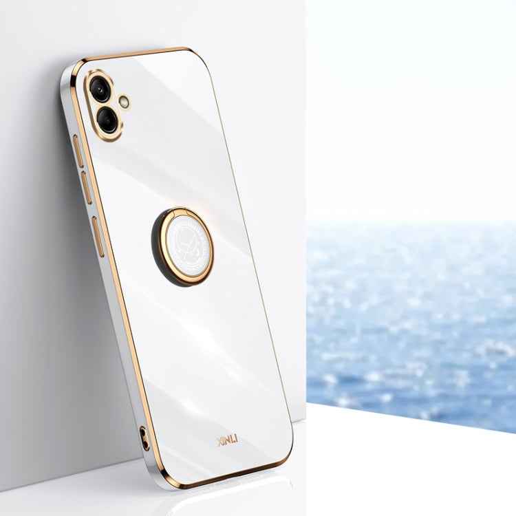 XINLI Straight Edge 6D Electroplate TPU Phone Case with Ring Holder, For Samsung Galaxy F14 5G, For Samsung Galaxy M14 5G, For Samsung Galaxy A04e 4G