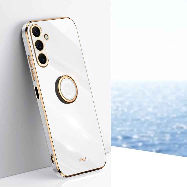 XINLI Straight Edge 6D Electroplate TPU Phone Case with Ring Holder, For Samsung Galaxy A05, For Samsung Galaxy A05s, For Samsung Galaxy M34 5G, For Samsung Galaxy A25 5G, For Samsung Galaxy S23 FE 5G, For Samsung Galaxy M54 5G