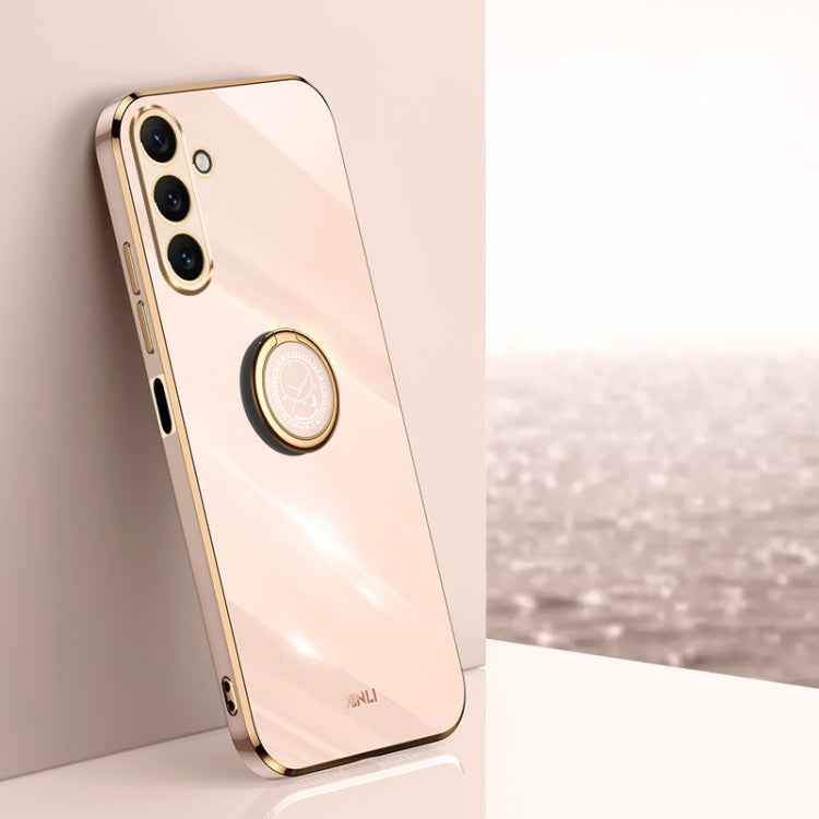XINLI Straight Edge 6D Electroplate TPU Phone Case with Ring Holder, For Samsung Galaxy A05, For Samsung Galaxy A05s, For Samsung Galaxy M34 5G, For Samsung Galaxy A25 5G, For Samsung Galaxy S23 FE 5G, For Samsung Galaxy M54 5G