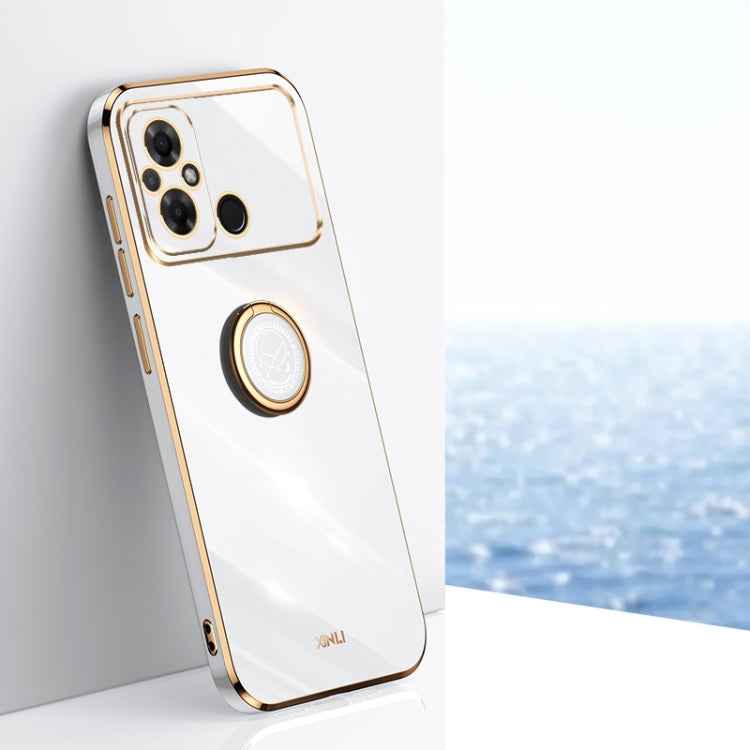 XINLI Straight Edge 6D Electroplate TPU Phone Case with Ring Holder, For Xiaomi Civi 3 5G, For Xiaomi Poco C55 4G, For Xiaomi Redmi Note 12 5G Global