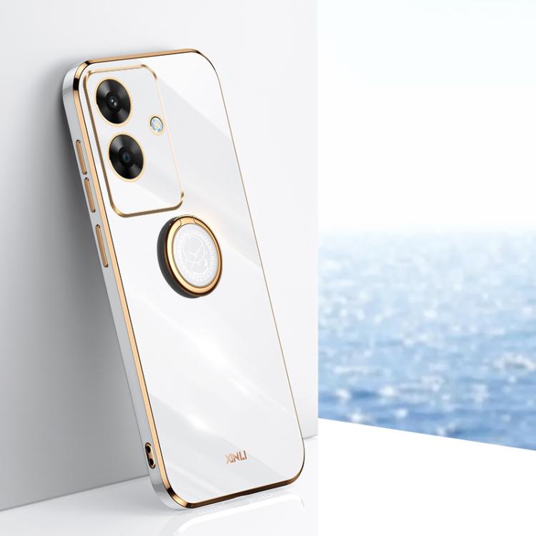 XINLI Straight Edge 6D Electroplate TPU Phone Case with Ring Holder, For Realme Neo7 SE, For Realme14 Pro+, For Realme C75, For Realme GT 7 Pro 5G, For Realme Note 60 4G, For Realme 13 Pro Global