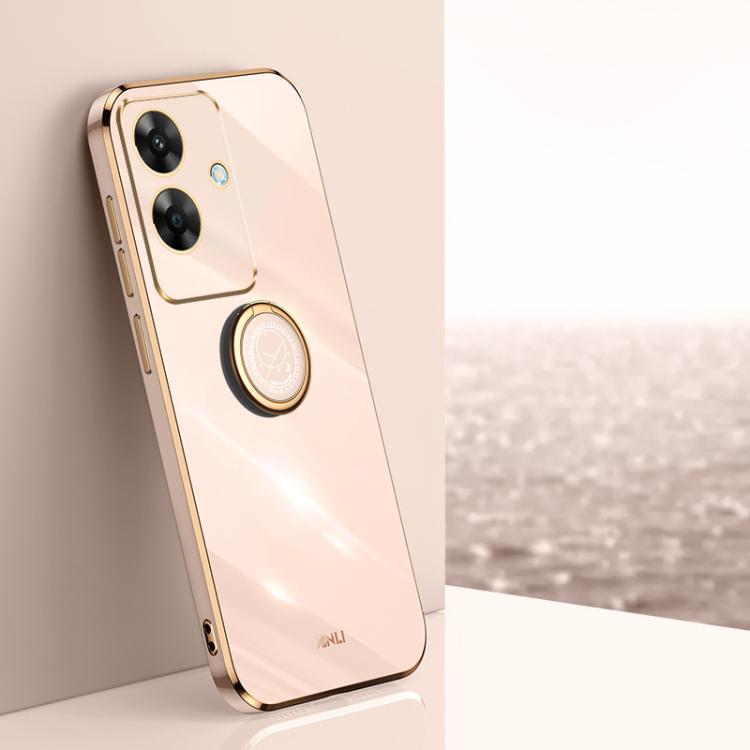 XINLI Straight Edge 6D Electroplate TPU Phone Case with Ring Holder, For Realme Neo7 SE, For Realme14 Pro+, For Realme C75, For Realme GT 7 Pro 5G, For Realme Note 60 4G, For Realme 13 Pro Global