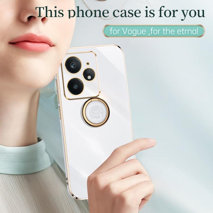 XINLI Straight Edge 6D Electroplate TPU Phone Case with Ring Holder, For Realme Neo7 SE, For Realme14 Pro+, For Realme C75, For Realme GT 7 Pro 5G, For Realme Note 60 4G, For Realme 13 Pro Global