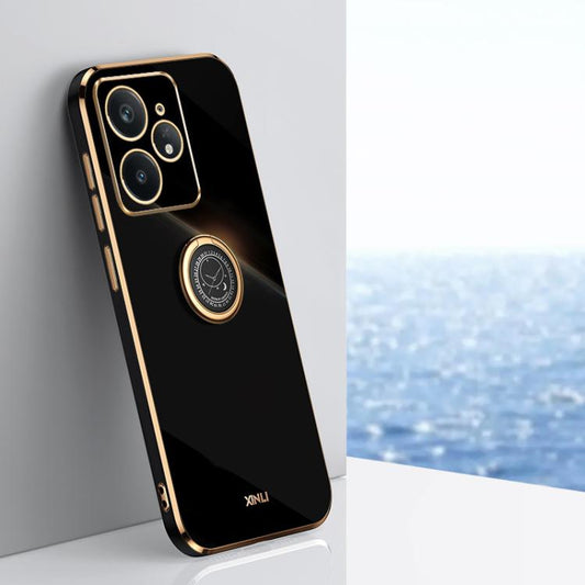 XINLI Straight Edge 6D Electroplate TPU Phone Case with Ring Holder, For Realme Neo7 SE, For Realme14 Pro+, For Realme C75, For Realme GT 7 Pro 5G, For Realme Note 60 4G, For Realme 13 Pro Global