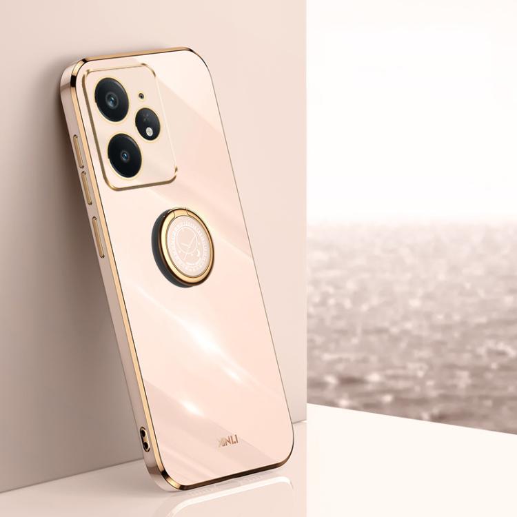 XINLI Straight Edge 6D Electroplate TPU Phone Case with Ring Holder, For Realme Neo7 SE, For Realme14 Pro+, For Realme C75, For Realme GT 7 Pro 5G, For Realme Note 60 4G, For Realme 13 Pro Global