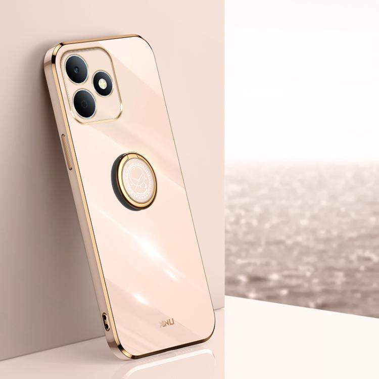 XINLI Straight Edge 6D Electroplate TPU Phone Case with Ring Holder, For Realme Note 80 4G, For Realme 16 Pro 5G, For Realme GT 8 Pro 5G, For Realme 15 5G Global, For Realme 14 5G Global, For Realme Neo7X