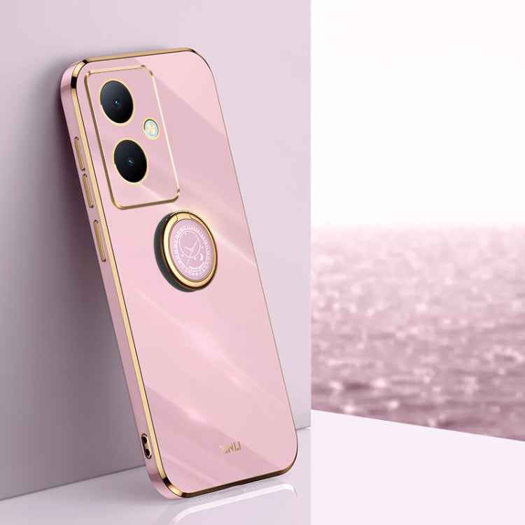 XINLI Straight Edge 6D Electroplate TPU Phone Case with Ring Holder, For vivo S17e, For vivo Y78+, For vivo iQOO Pro