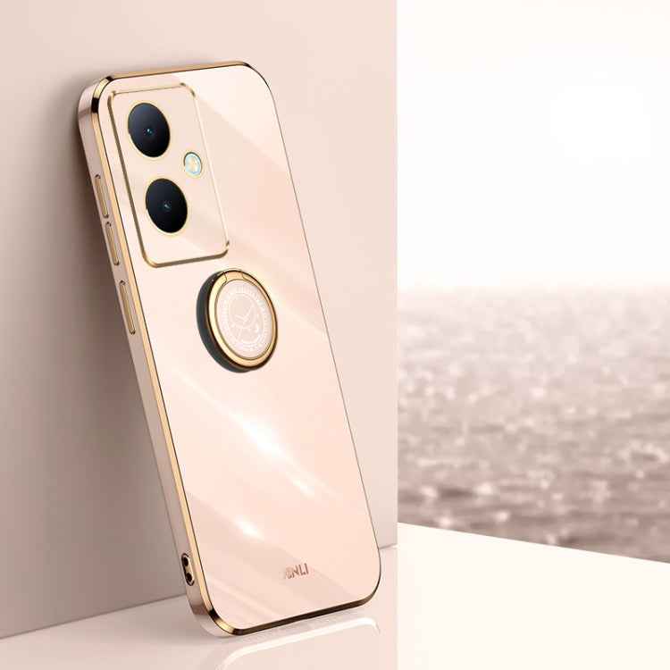XINLI Straight Edge 6D Electroplate TPU Phone Case with Ring Holder, For vivo S17e, For vivo Y78+, For vivo iQOO Pro