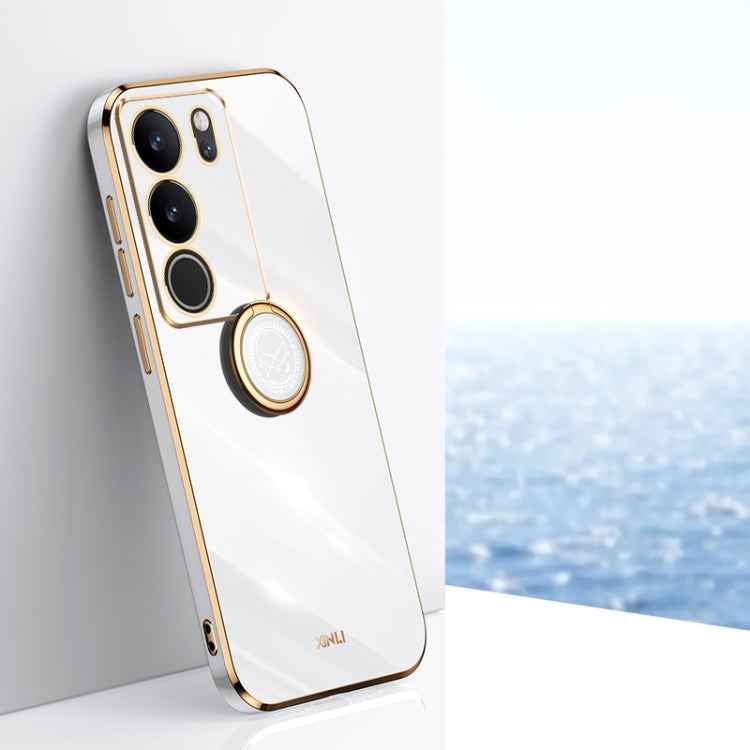 XINLI Straight Edge 6D Electroplate TPU Phone Case with Ring Holder, For vivo X100 Pro 5G, For vivo iQOO 12 Pro 5G, For vivo iQOO 12 5G, For vivo Y17S 4G, For vivo Y35M+, For vivo S17