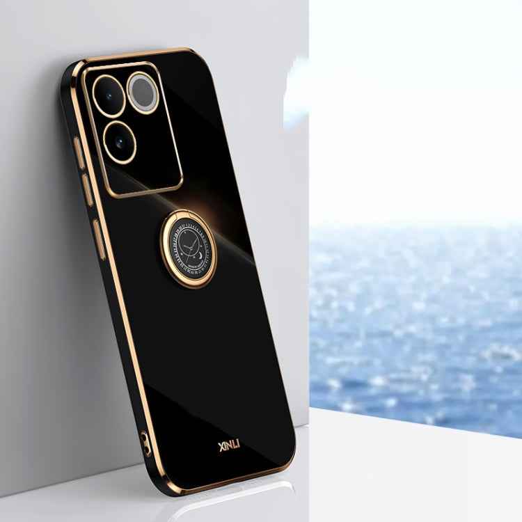 XINLI Straight Edge 6D Electroplate TPU Phone Case with Ring Holder, For vivo S17e, For vivo Y78+, For vivo iQOO Pro
