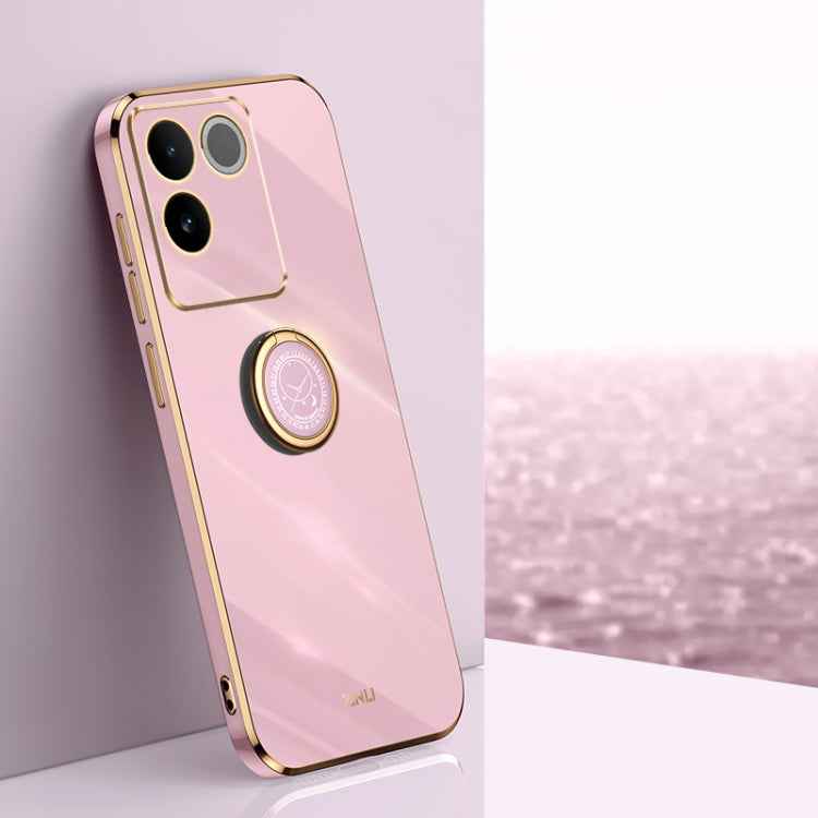 XINLI Straight Edge 6D Electroplate TPU Phone Case with Ring Holder, For vivo S17e, For vivo Y78+, For vivo iQOO Pro