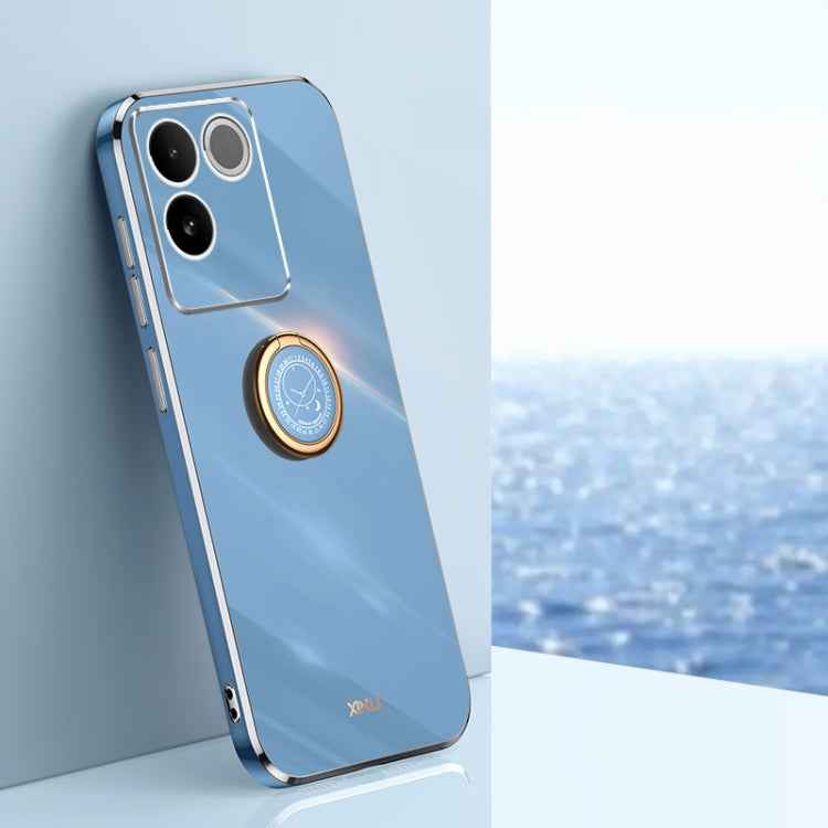XINLI Straight Edge 6D Electroplate TPU Phone Case with Ring Holder, For vivo S17e, For vivo Y78+, For vivo iQOO Pro
