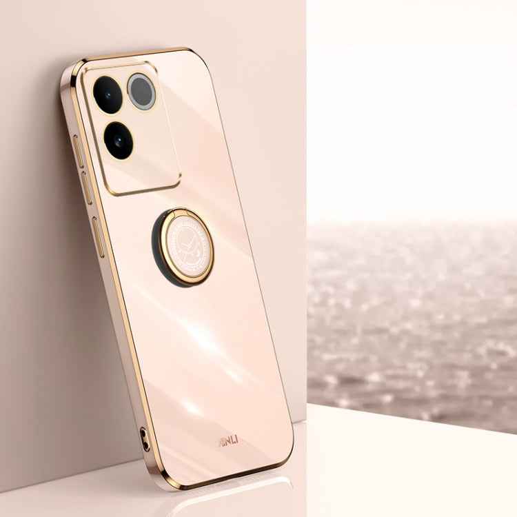 XINLI Straight Edge 6D Electroplate TPU Phone Case with Ring Holder, For vivo S17e, For vivo Y78+, For vivo iQOO Pro