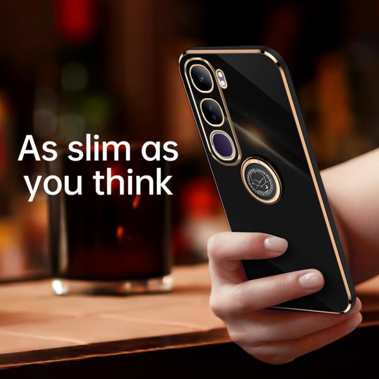 XINLI Straight Edge 6D Electroplate TPU Phone Case with Ring Holder, For vivo V40 Lite 5G, For vivo S18 Pro, For vivo S18e, For vivo X100 Pro 5G, For vivo iQOO 12 Pro 5G, For vivo iQOO 12 5G