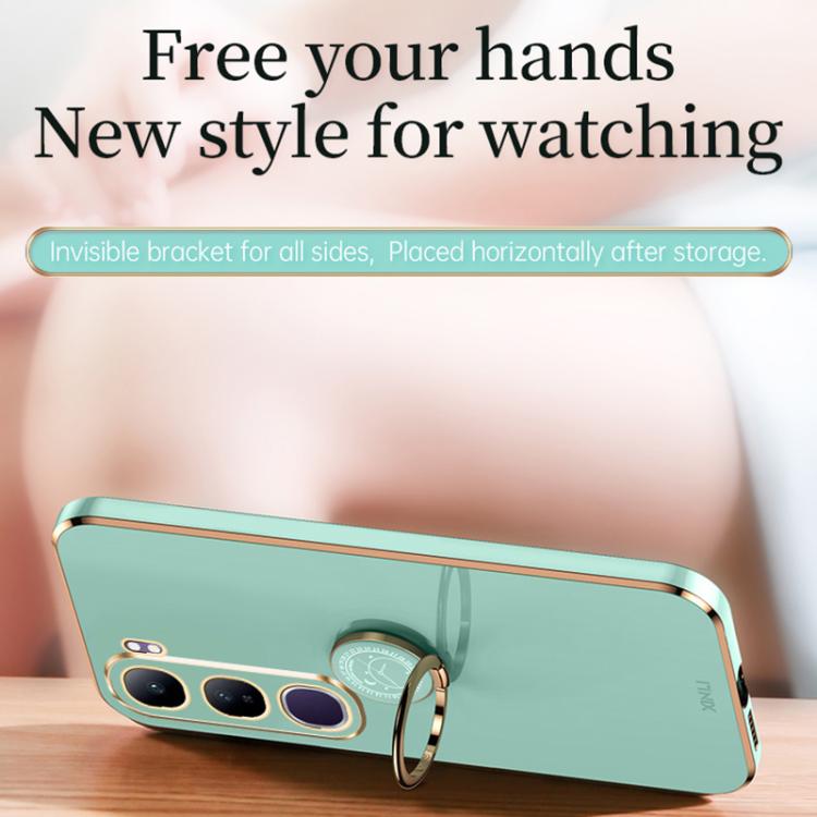XINLI Straight Edge 6D Electroplate TPU Phone Case with Ring Holder, For vivo V40 Lite 5G, For vivo S18 Pro, For vivo S18e, For vivo X100 Pro 5G, For vivo iQOO 12 Pro 5G, For vivo iQOO 12 5G