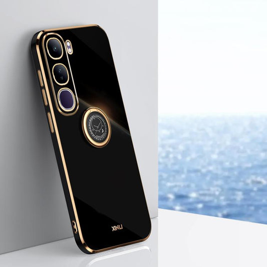 XINLI Straight Edge 6D Electroplate TPU Phone Case with Ring Holder, For vivo V40 Lite 5G, For vivo S18 Pro, For vivo S18e, For vivo X100 Pro 5G, For vivo iQOO 12 Pro 5G, For vivo iQOO 12 5G