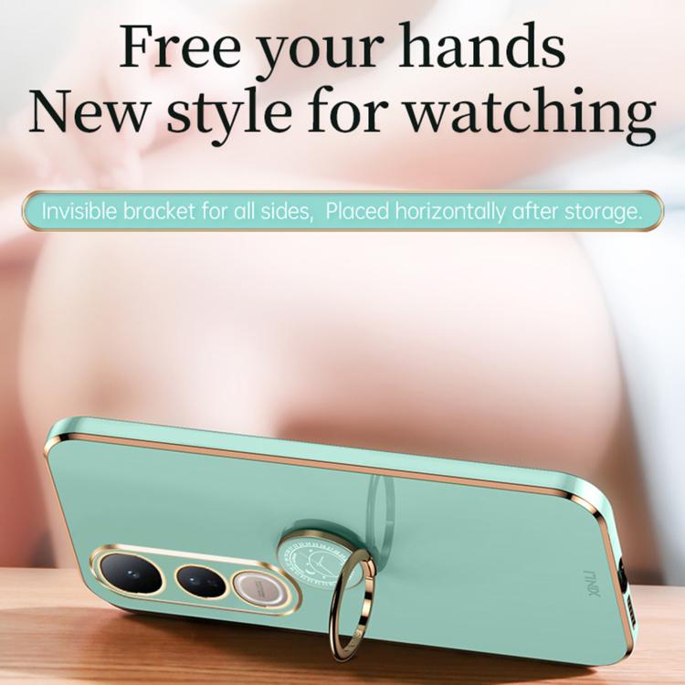 XINLI Straight Edge 6D Electroplate TPU Phone Case with Ring Holder, For vivo V50 Lite, For vivo V50, For vivo S20, For vivo S20 Pro, For vivo iQOO 13, For vivo Y300 Pro