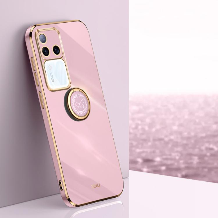 XINLI Straight Edge 6D Electroplate TPU Phone Case with Ring Holder, For vivo V40 Lite 5G, For vivo S18 Pro, For vivo S18e, For vivo X100 Pro 5G, For vivo iQOO 12 Pro 5G, For vivo iQOO 12 5G