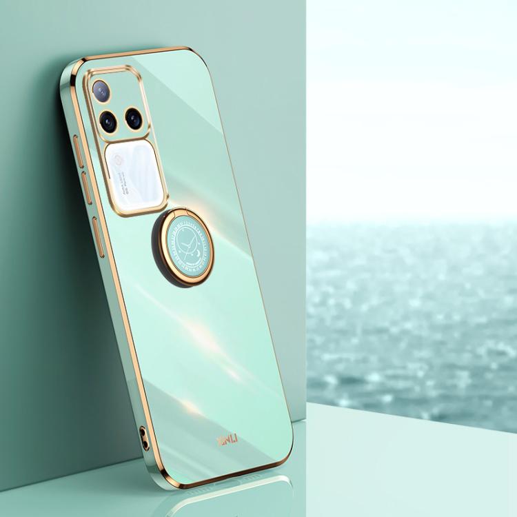XINLI Straight Edge 6D Electroplate TPU Phone Case with Ring Holder, For vivo V40 Lite 5G, For vivo S18 Pro, For vivo S18e, For vivo X100 Pro 5G, For vivo iQOO 12 Pro 5G, For vivo iQOO 12 5G