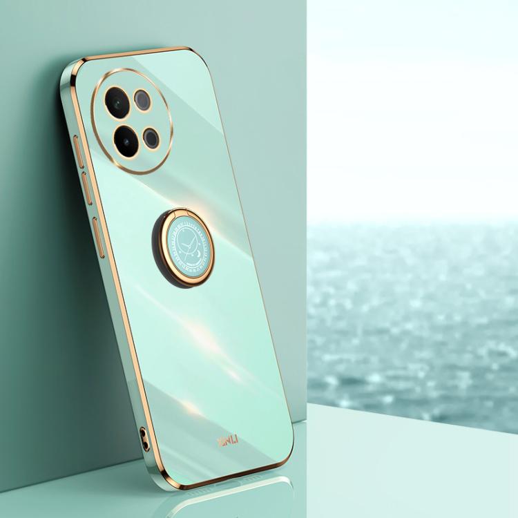 XINLI Straight Edge 6D Electroplate TPU Phone Case with Ring Holder, For vivo V40 Lite 5G, For vivo S18 Pro, For vivo S18e, For vivo X100 Pro 5G, For vivo iQOO 12 Pro 5G, For vivo iQOO 12 5G